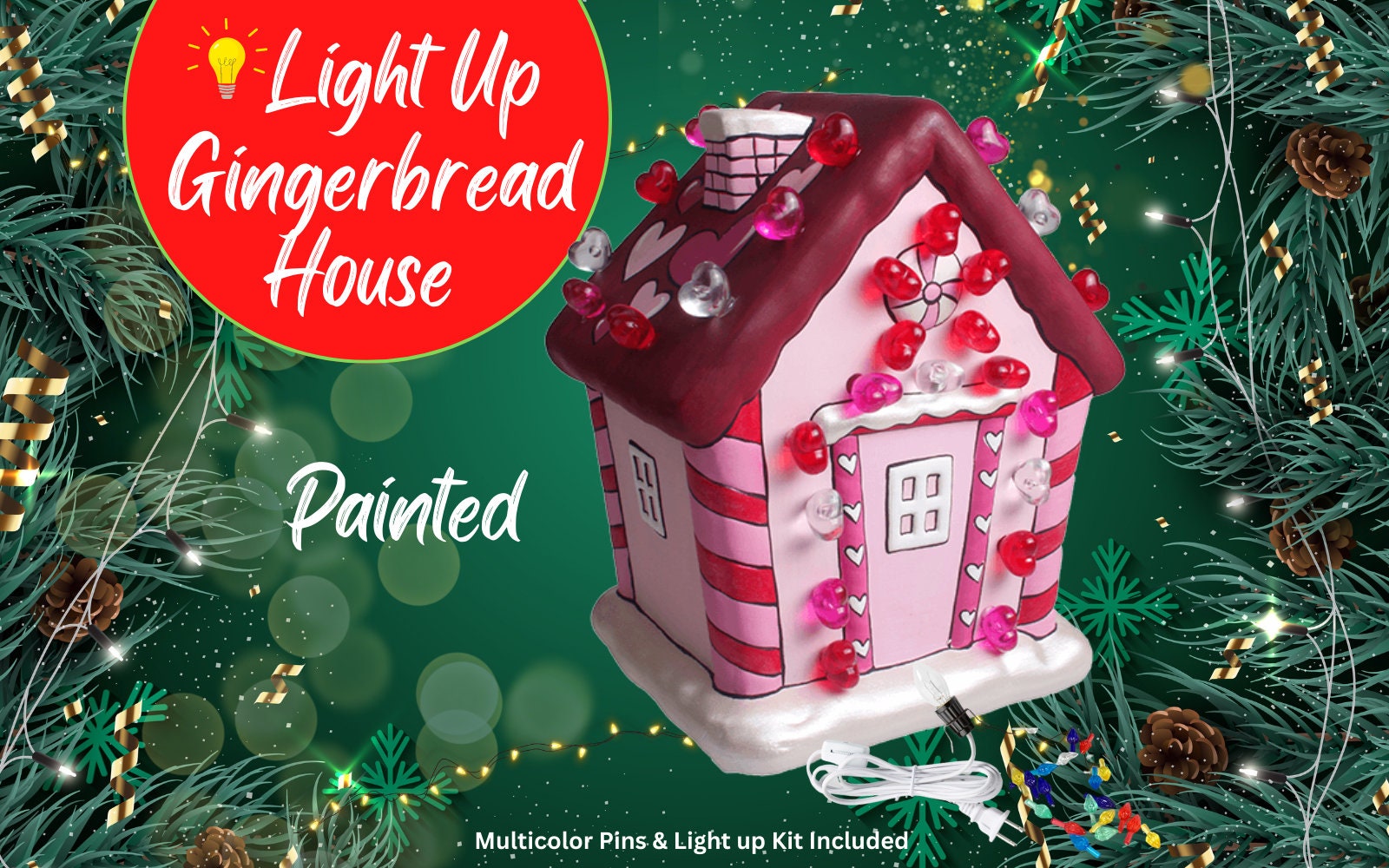 Ceramic Light Up Holiday Christmas Gingerbread House