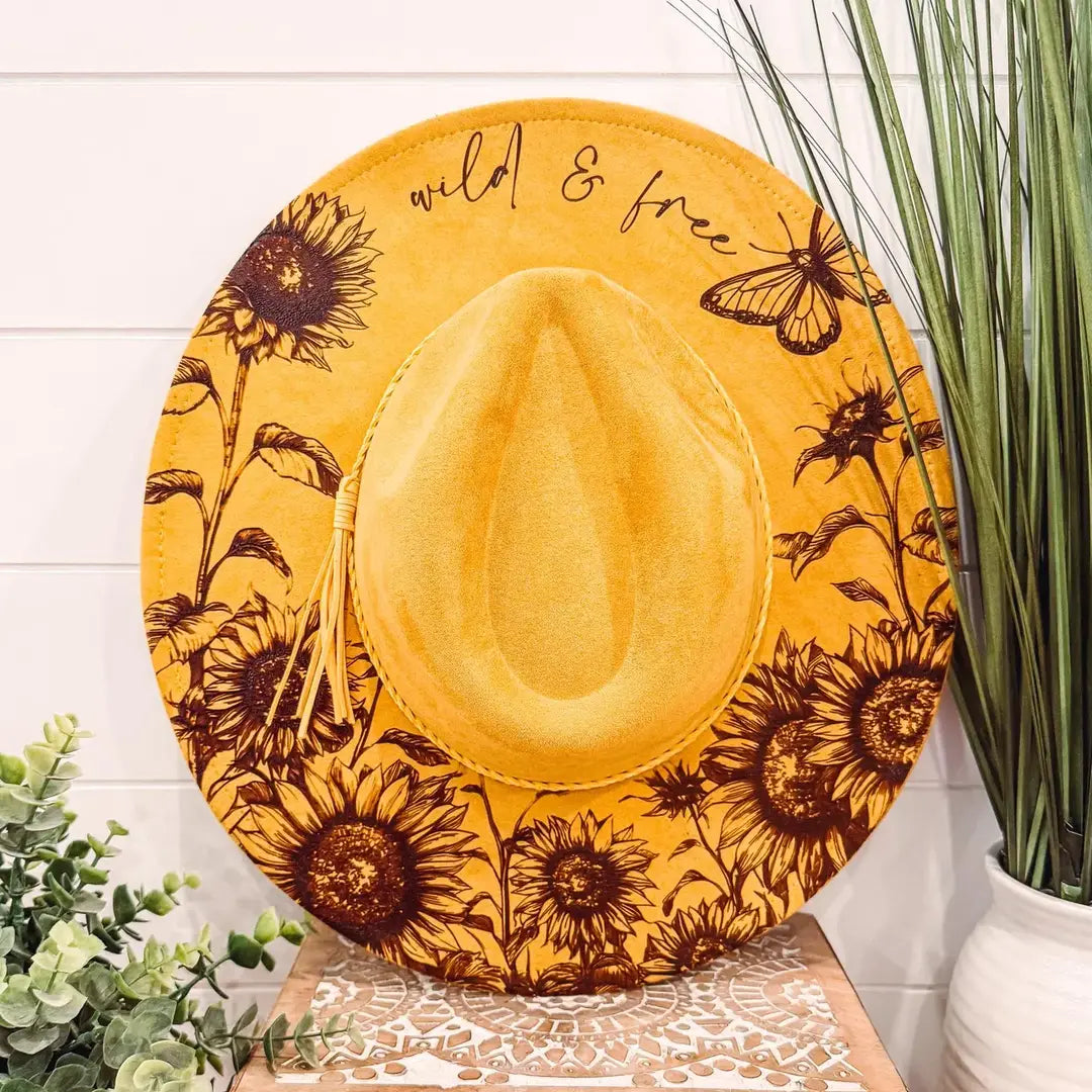 NEW - Wild & Free Floral Engraved Cowgirl Hat