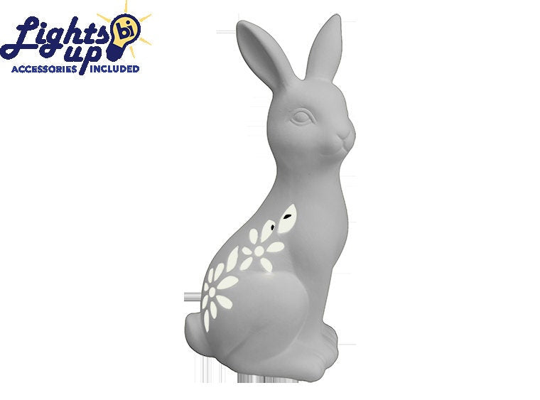 Ceramic Light Up Easter Floral Bunny Rabbit