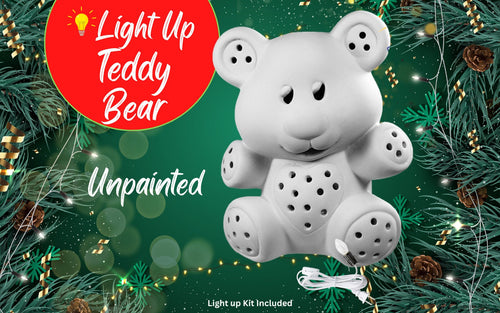Ceramic Light Up Holiday Christmas Teddy Bear