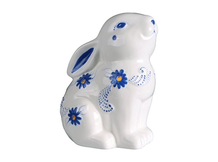 Ceramic Light Up Baroque Easter Floral Bunny Rabbit