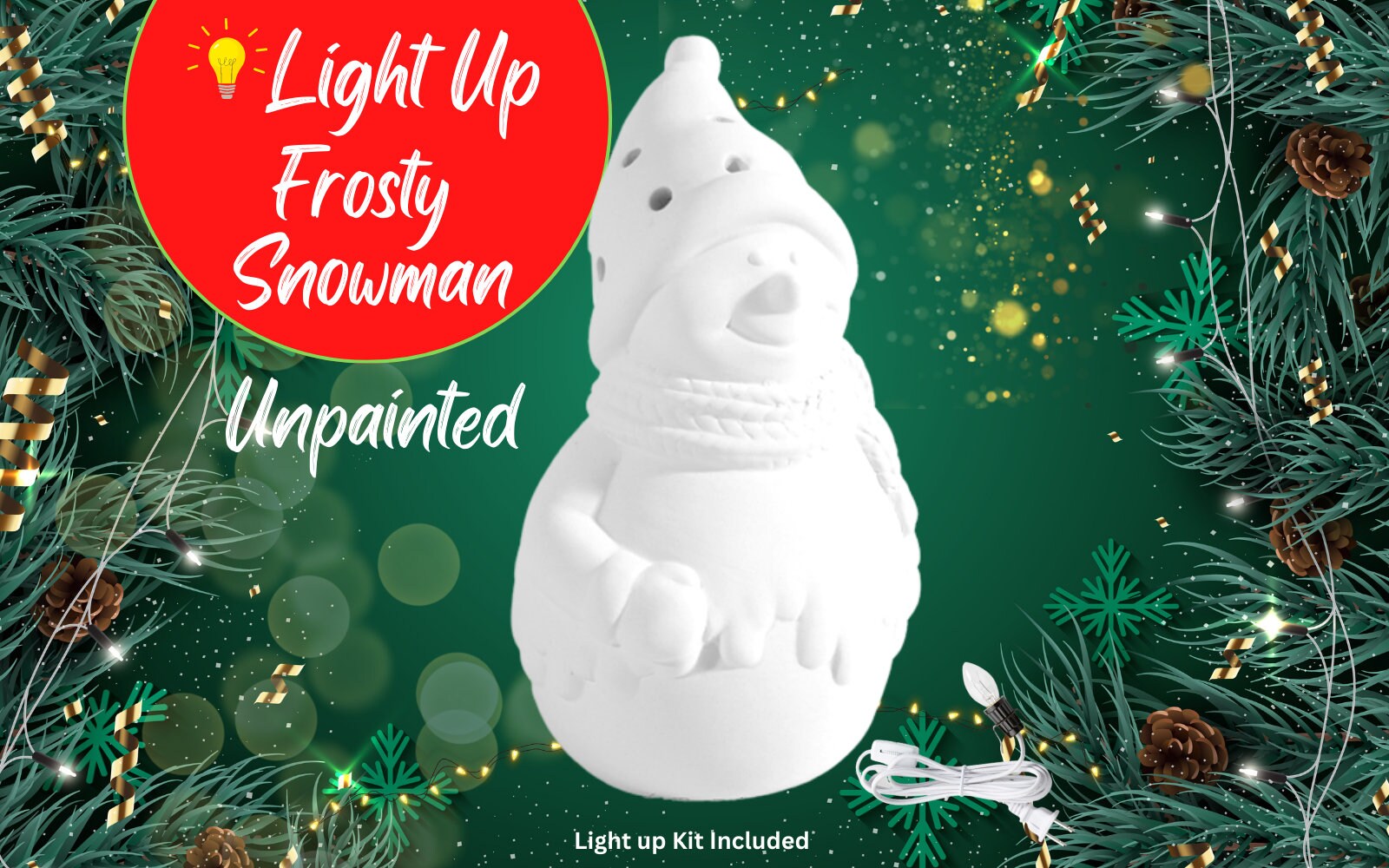Ceramic Light Up Holiday Christmas Frosty Snowman