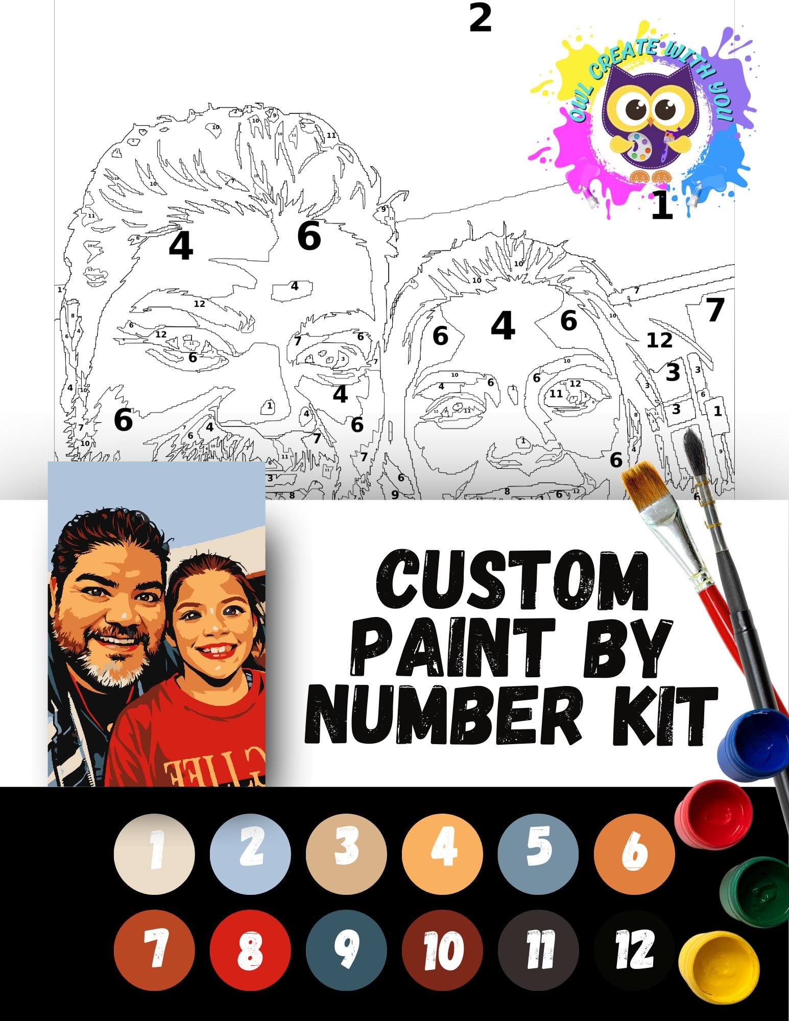 NEW Custom Paint By Number Art Kit - Paint Your Own - Canvas Painting - Paint & Sip - Paint Party - DIY Paint Kit