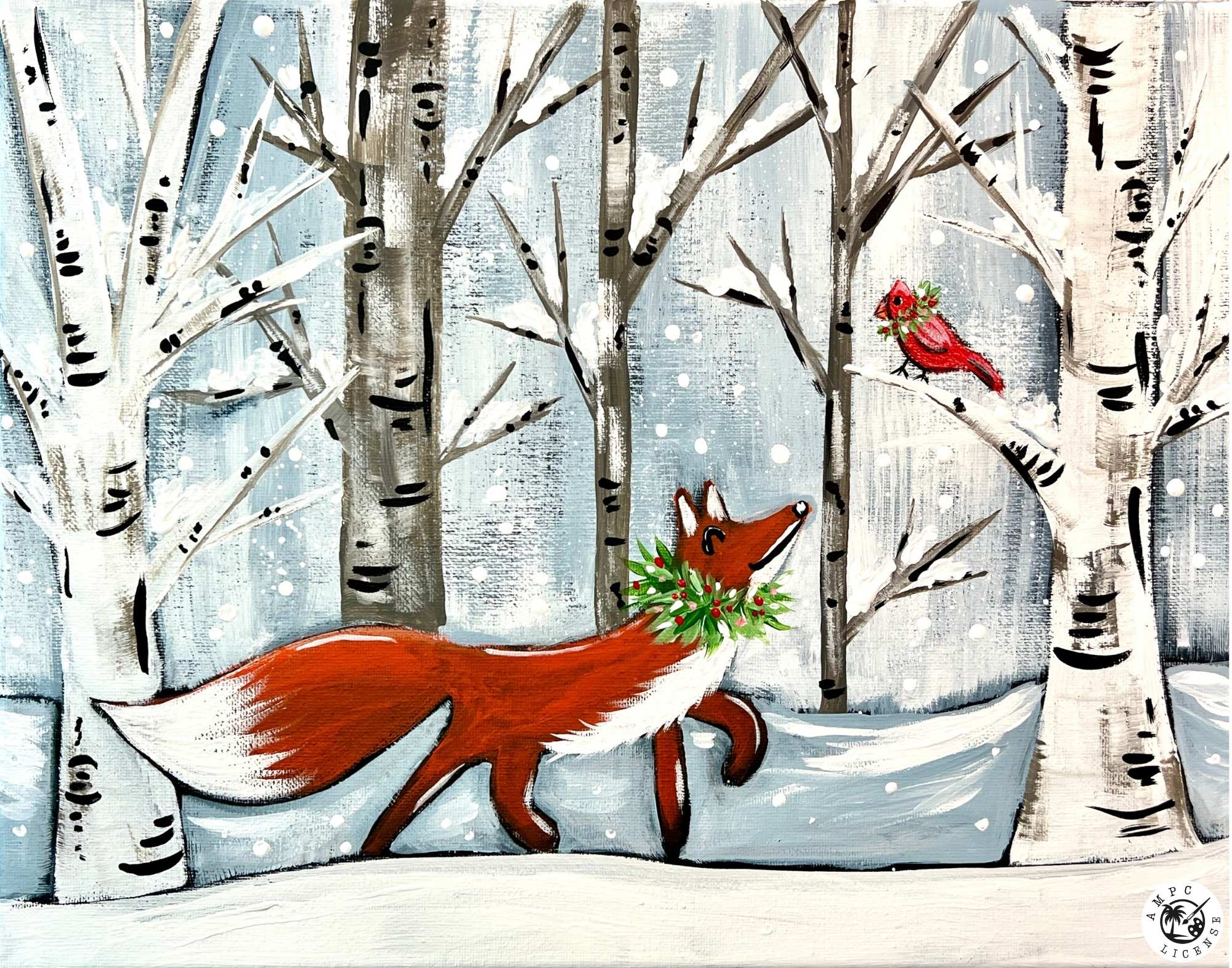 NEW - Christmas Fox and Friends Painting Kit