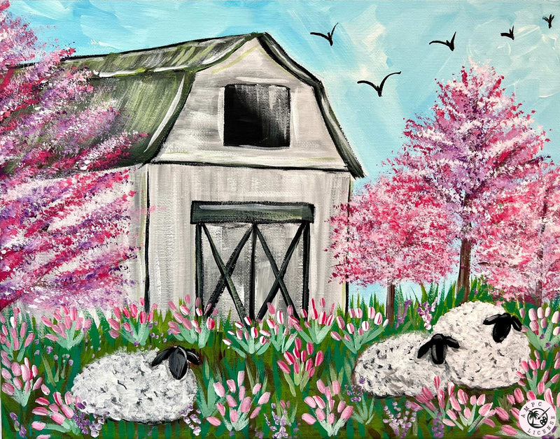 Spring Barn with Sheep