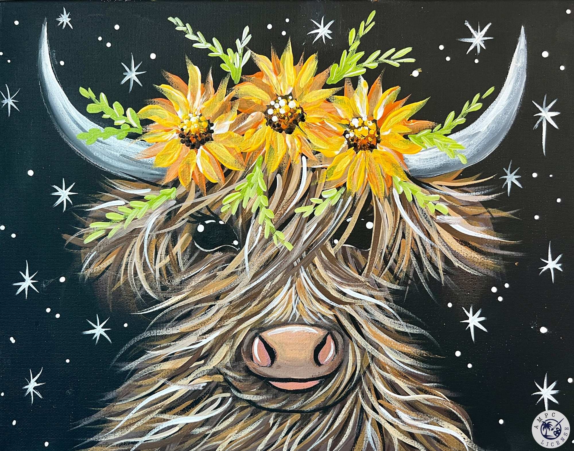 NEW - Sunflower Highlander Cow Painting Kit