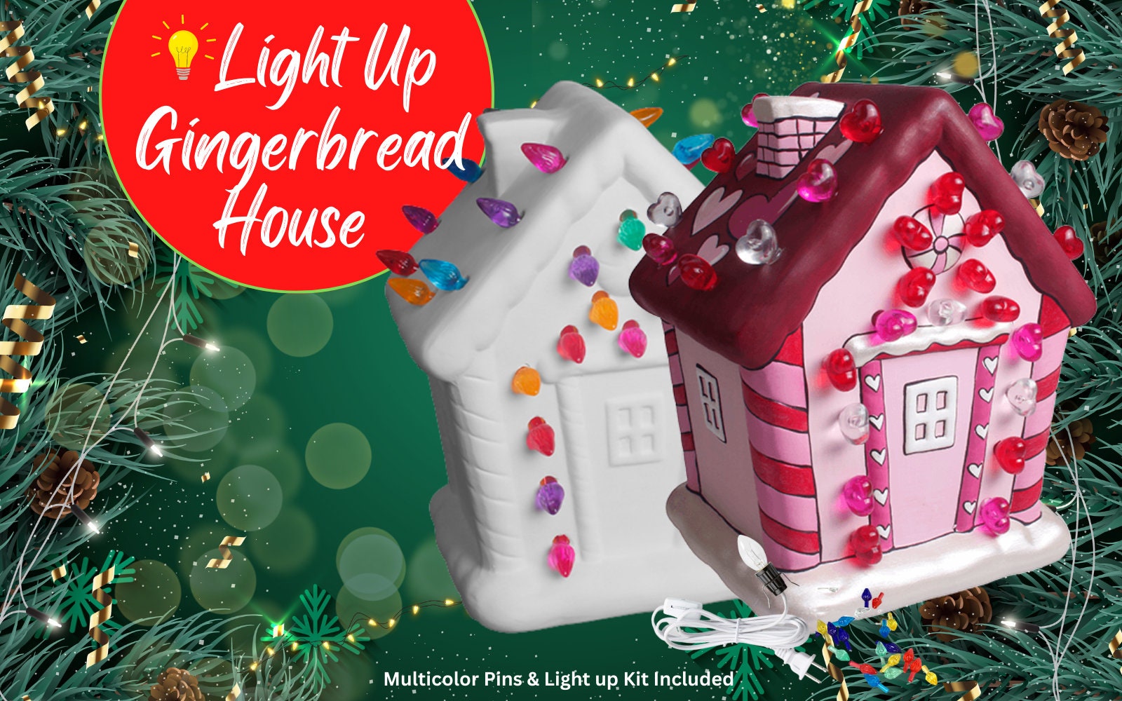 Ceramic Light Up Holiday Christmas Gingerbread House