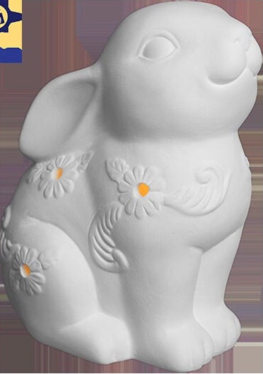 Ceramic Light Up Baroque Easter Floral Bunny Rabbit