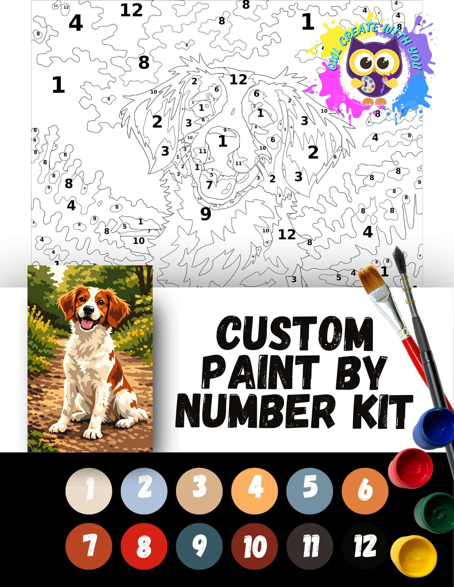 NEW Custom Pets Paint By Number Art Kit - Paint Your Own - Canvas Painting - Paint & Sip - Paint Party - DIY Paint Kit