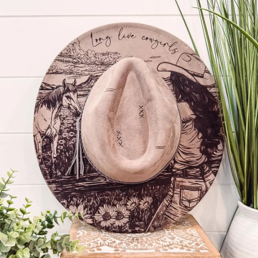 NEW - Long Live Cowgirls Engraved Cowgirl Hat