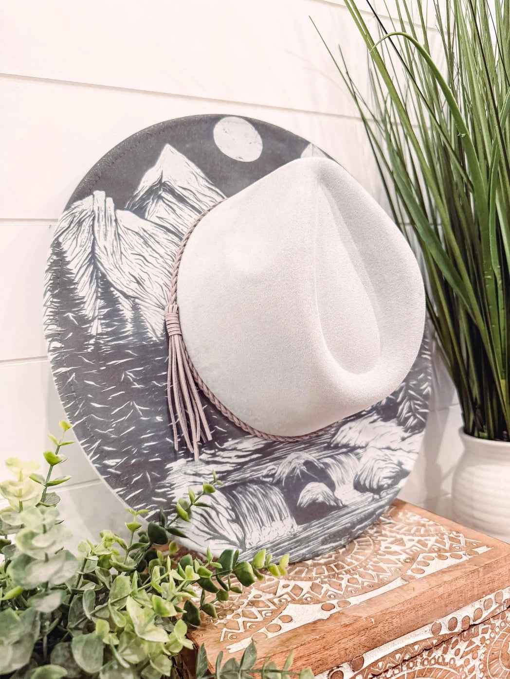 NEW - Mountain Terrain Engraved Cowgirl Hat