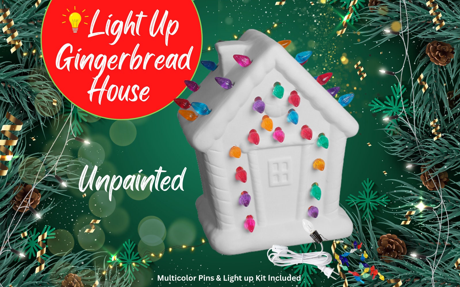 Ceramic Light Up Holiday Christmas Gingerbread House